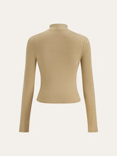 Ribbed Twist Front Long Sleeve Knit Top